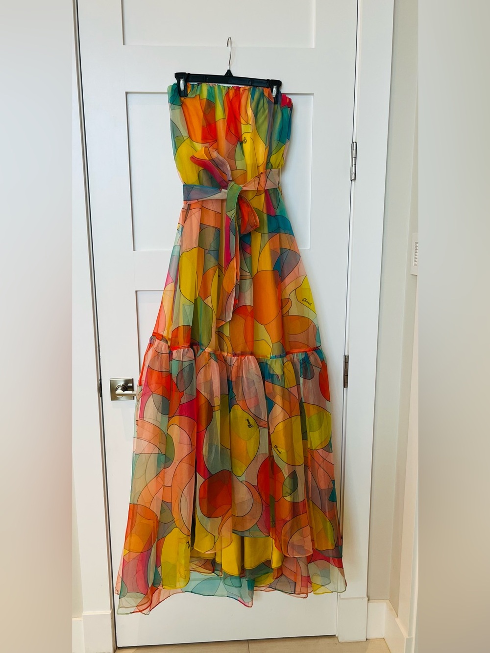 STAUD Tiered Abstract-Print Maxi Dress Citrus Kaleidoscope - Picture 2 of 7